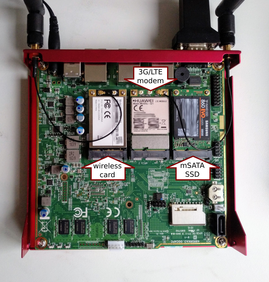 The modules I added to the APU. Note that for my use case I connected one of the antennas to the modem.